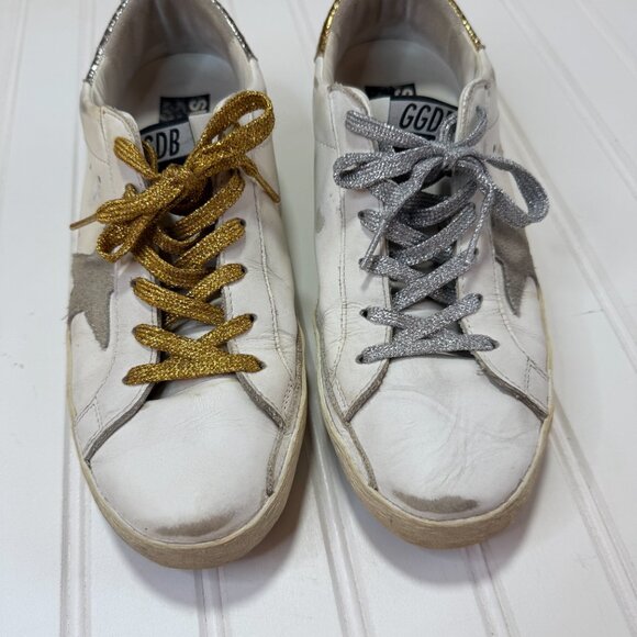 Golden Goose Limited Edition Superstar 'Silver Gold Mismatch' Size 40 / 10 - Picture 6 of 10